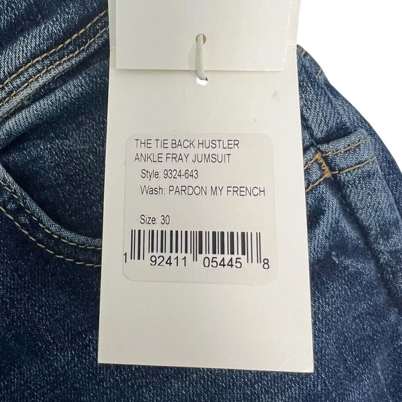 Mother The Tie Back Hustler Ankle Fray Jumpsuit in Pardon My French Denim 30 - Picture 13 of 16